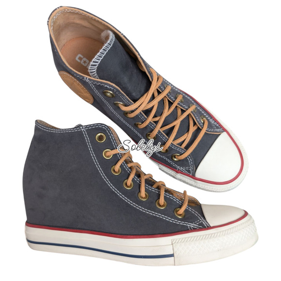 Converse 2017 CTAS Lux Mid Hidden Wedge Almost Black Peached Canvas Sneaker 8 - Picture 12 of 12